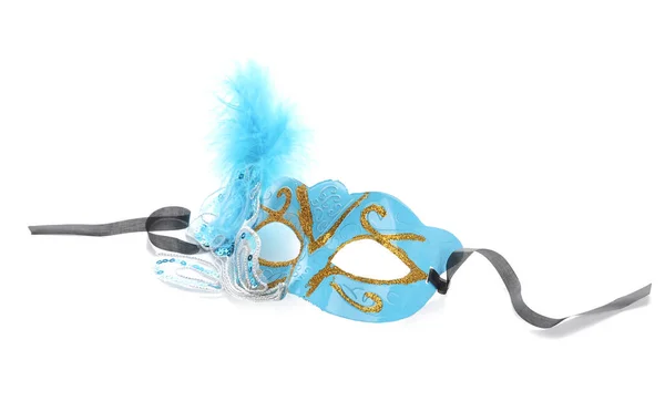 Blue Carnival Mask Mardi Gras Celebration White Background — Stock Photo, Image
