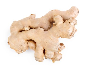 Beyaz arka plan üzerinde taze zencefil kökü