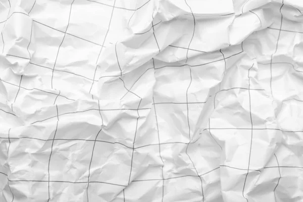 Texture Crumpled Checkered Paper Sheet Closeup — Stockfoto