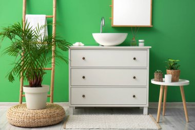 Interior of stylish bathroom with modern sink