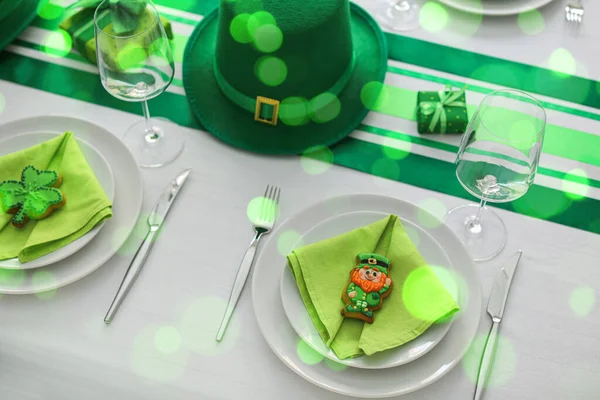 Stylish table setting for St. Patrick's Day celebration