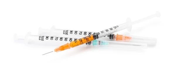 Medical Syringes Remedy White Background — Stock Photo, Image