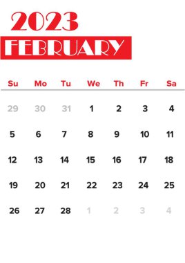 February 2023 calendar on white background