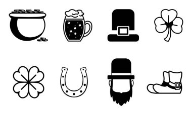 Set of St. Patrick's Day holiday symbols on white background