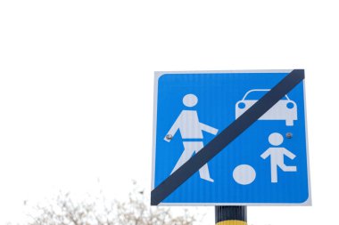 End of residential area sign in city, closeup