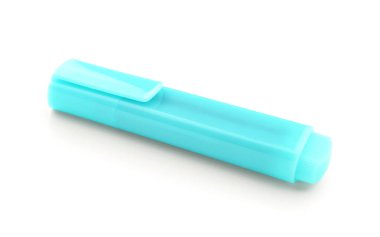 Turquoise marker on white background