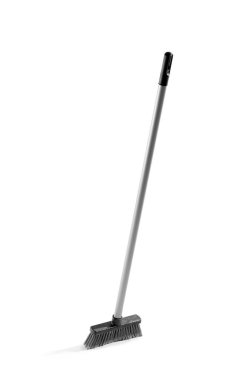 Beyaz arka plan üzerinde izole temizliği süpürge