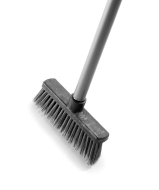 Beyaz arka plan üzerinde izole temizliği süpürge