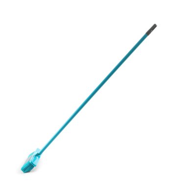 Blue broom for cleaning on white background