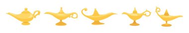 Set of Aladdin lamps of wishes on white background
