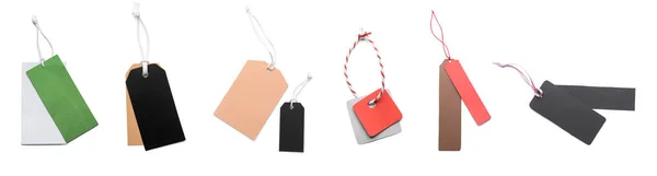 Collection Blank Shopping Tags White Background — стоковое фото