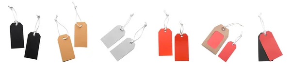 Group Blank Shopping Tags White Background — ストック写真