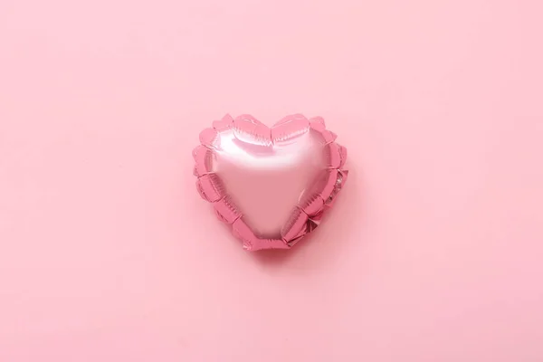 Beautiful Heart Shaped Balloon Pink Background Valentine Day Celebration — Foto de Stock