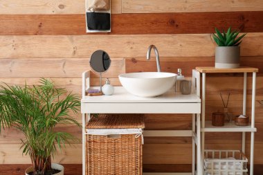Interior of stylish bathroom with modern sink