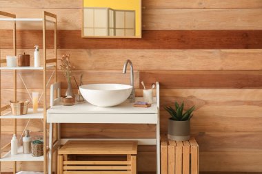 Interior of stylish bathroom with modern sink