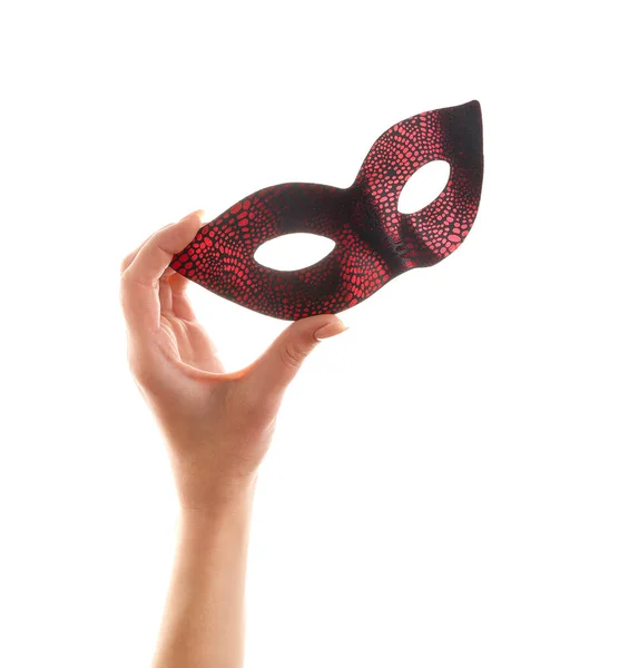 Woman Carnival Mask Purim Holiday White Background — Stok fotoğraf