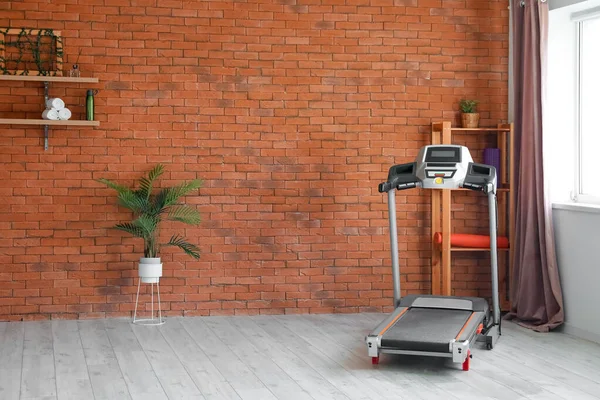Interior Room Modern Treadmill Brick Wall — Stock Photo, Image