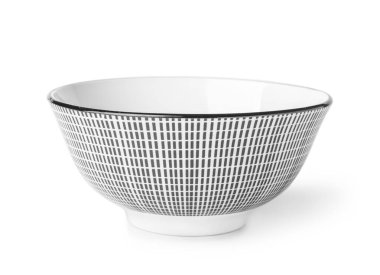 Beyaz arkaplanda boş seramik kase