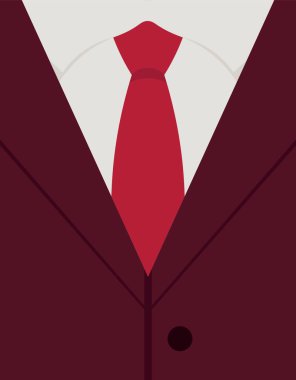 Elegant red male suit with stylish necktie, closeup