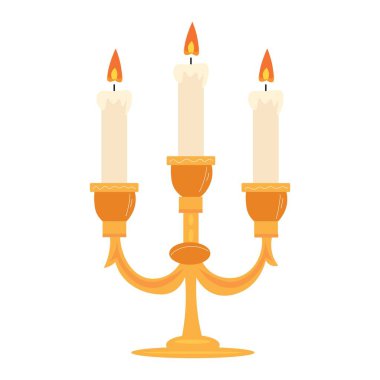 Beyaz arkaplana karşı klasik şamdanda parlayan mumlar