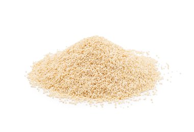 Heap of amaranth seeds on white background