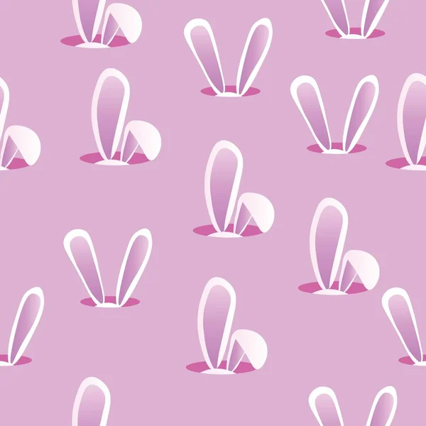 Багато Вух Кролика Рожевому Тлі Візерунок Дизайну — стоковий вектор