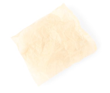 Crumpled sheet of baking paper on white background