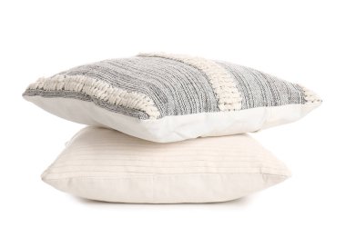 Two soft pillows on white background