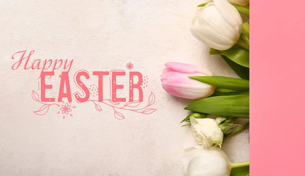 Easter Greeting Card Flowers Light Background — Stock Fotó
