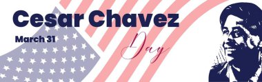 Banner for Cesar Chavez Day with USA flag