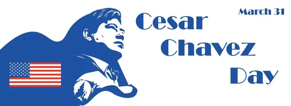 Banner Για Cesar Chavez Day Λευκό Φόντο — Διανυσματικό Αρχείο