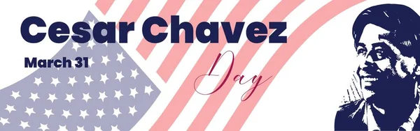 Banner Για Την Ημέρα Cesar Chavez Σημαία Ηπα — Διανυσματικό Αρχείο