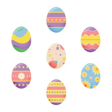 Set of beautiful painted Easter eggs on white background