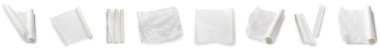 Collage of baking paper on white background
