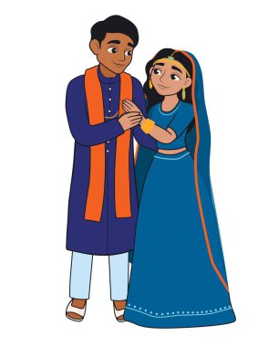 Beautiful Hindu couple on white background
