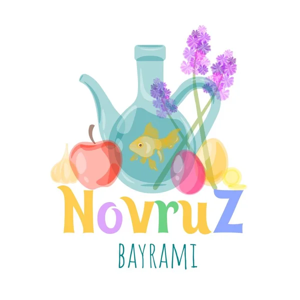 Banner Novruz Bayram Holiday White Background — Stok Vektör