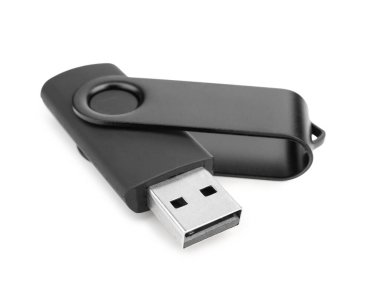 Beyaz arkaplanda siyah USB flash disk