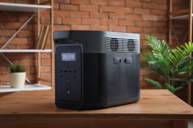 Portable power station on table in living room