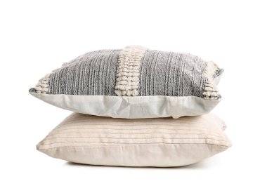 Two soft pillows on white background