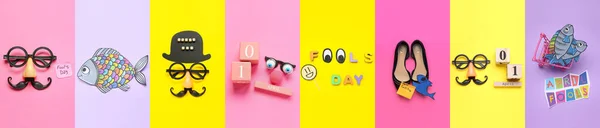 Festive Collection April Fool Day Color Background — Foto de Stock