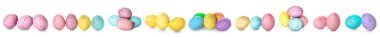 Set of beautiful Easter eggs on white background