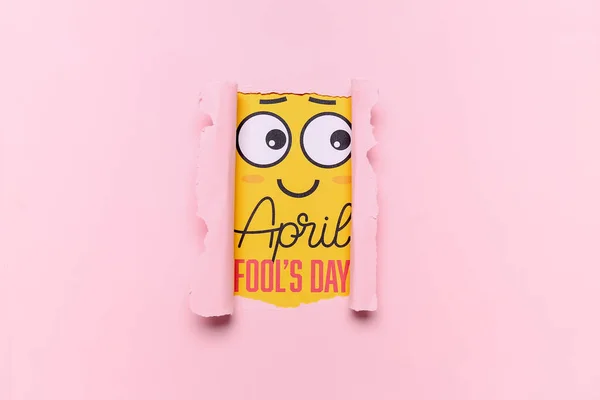 Card Text April Fool Day Visible Torn Color Paper — Foto de Stock
