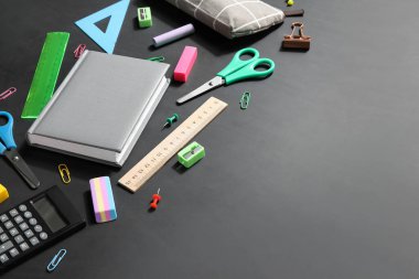 Set of stationery on dark background. Pi Day celebration