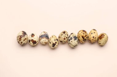 Quail eggs on pink background