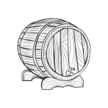 Beyaz arkaplanda tahta fıçı