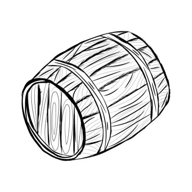 Beyaz arkaplanda tahta fıçı