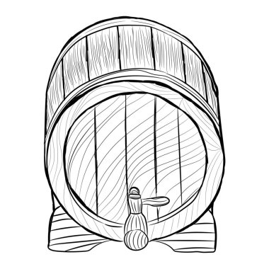 Beyaz arkaplanda tahta fıçı