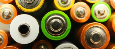 Alkaline batteries, closeup view