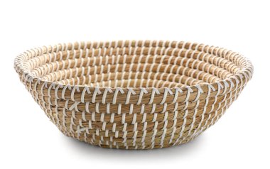 Wicker bowl isolated on white background