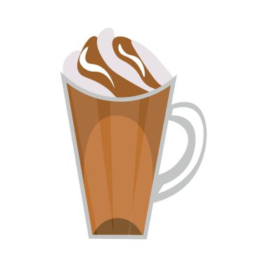 Glass cup of cold coffee cocktail on white background